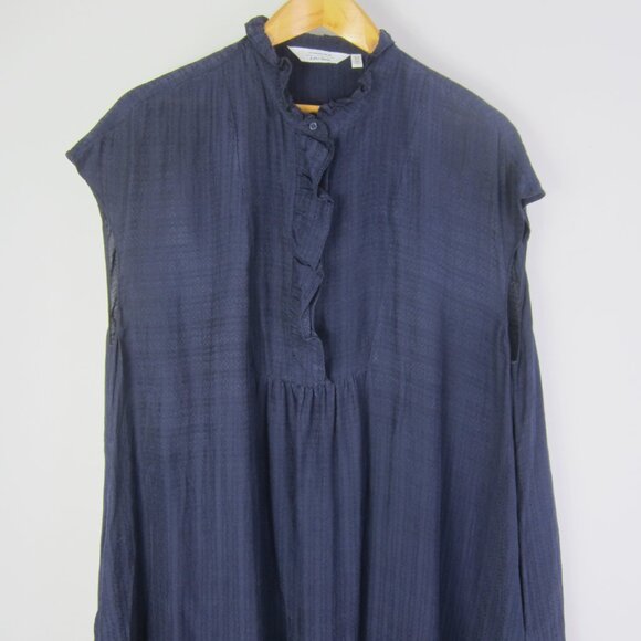 Stockholm Atelier & Other Stories Women 10 Navy Blue Cap Sleeve Gathered Dress - Picture 5 of 12